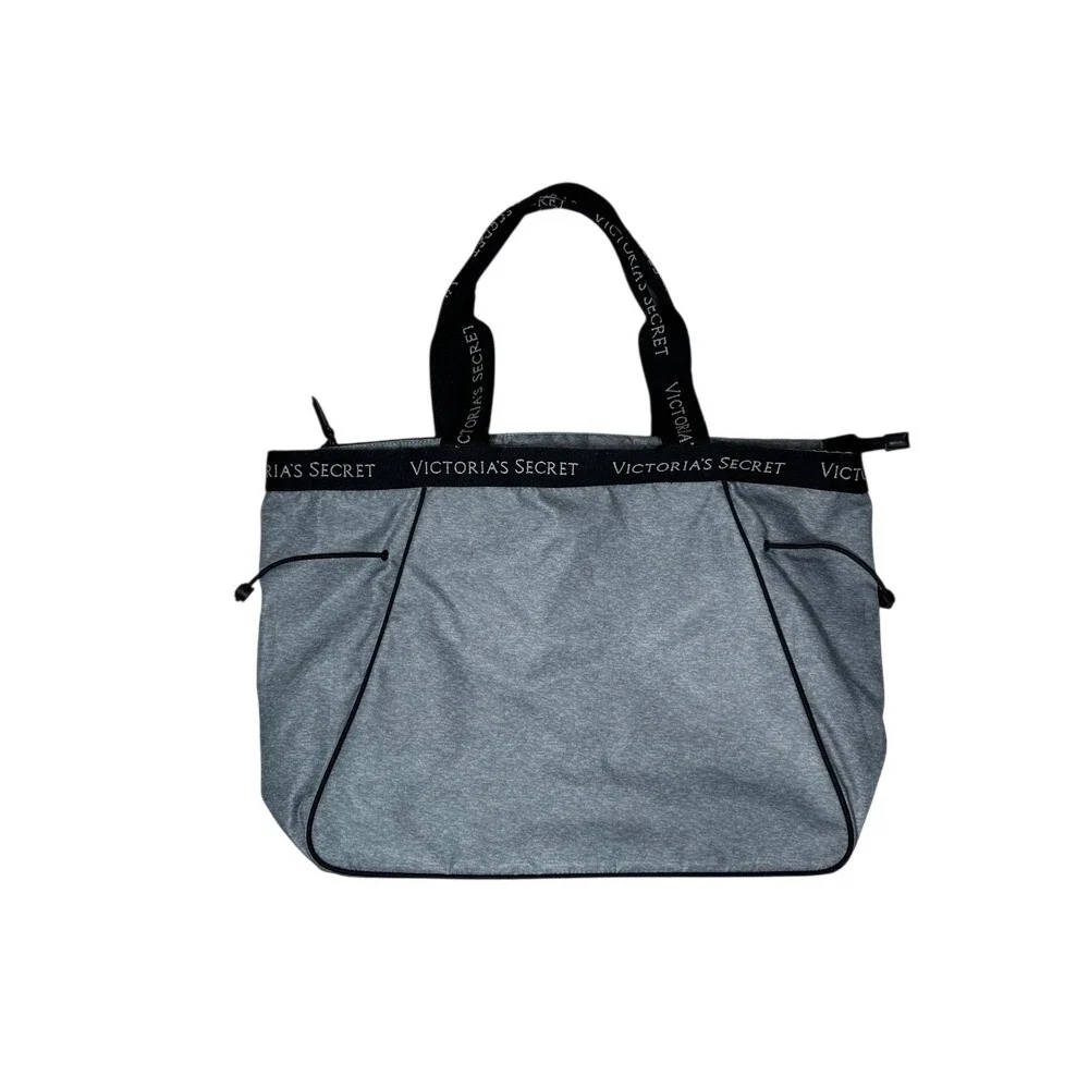 Victoria's Secret Sport Cinch Tote‎ Bag in Grey Marl with Black Logo Trim